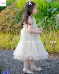 Đầm tiệc Cici màu kem đính cườm