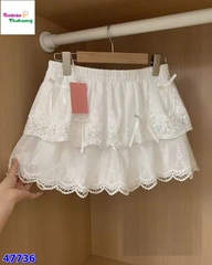 Set áo váy kem chấm bi nơ
