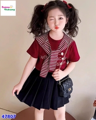 Set 3 món áo đỏ, chân váy đen