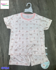 Bộ Tencel hồng Kitty chữ cái