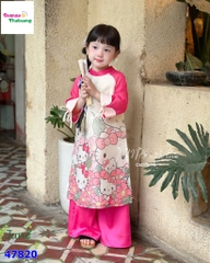 Áo dài Tết June hồng Kitty