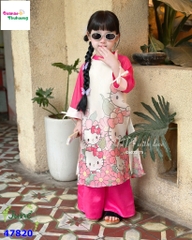 Áo dài Tết June hồng Kitty