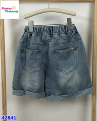 Quần short jean logo hồng