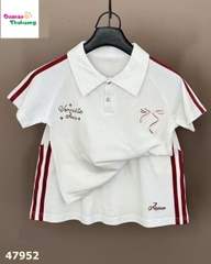 Set váy polo trắng nơ