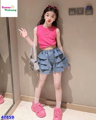 Quần jean short tầng