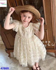 Đầm tiệc kem ren hoa