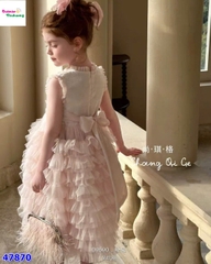 Đầm tiệc hồng sát nách đính hạt