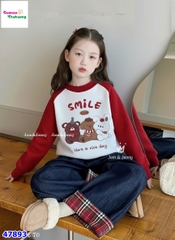 Set J&J áo trắng Smile, quần jean dài