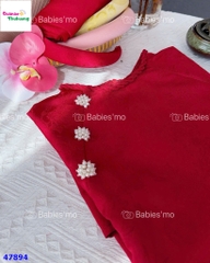 Áo dài Tết Babies Mo đỏ hoa ngọc