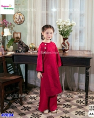 Áo dài Tết Babies Mo đỏ hoa ngọc