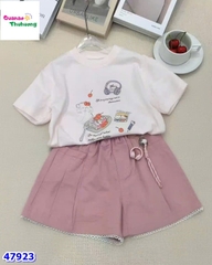 Set bộ DHH trắng Hello Kitty, quần hồng