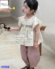 Set bộ kem hoa nhí, quần hồng