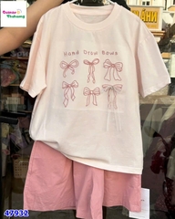 Set bộ DDH áo hồng nơ