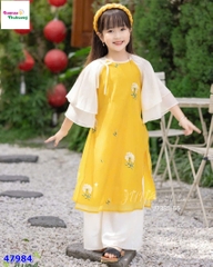 Áo dài June vàng thêu hoa