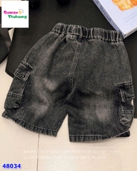 Quần short jean túi hộp đen Demin
