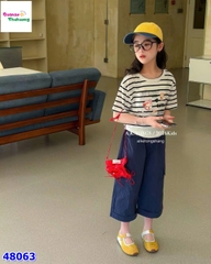 Set áo sọc xanh đen Cute, quần xanh đen