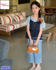 Set áo xanh chấm bi, quần Jean