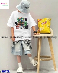 Bộ Elaine trắng Minecrapt, quần jean xanh