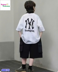 Bộ áo trắng NY, quần đen
