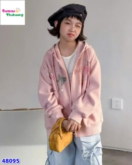 Áo khoác hồng nhiều nơ