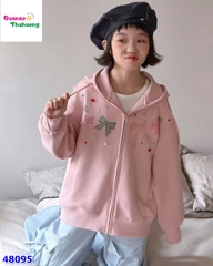 Áo khoác hồng nhiều nơ