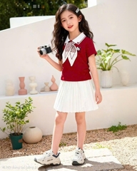 Set NYY áo đỏ Kitty , váy xếp ly