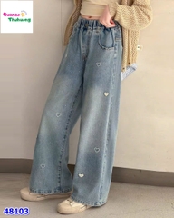 Quần jean dài xanh trái tim