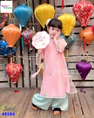 Áo dài June hồng thêu hoa