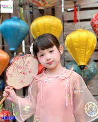 Áo dài June hồng thêu hoa