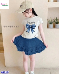 Set ChoHee áo trắng nơ xanh