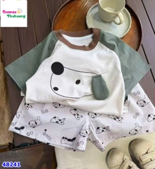 Bộ áo kem cún phối tay xanh