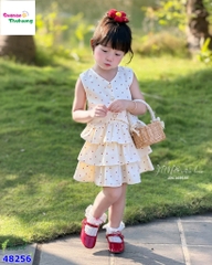 Set váy June bé gái kem chấm bi