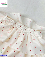 Set váy June bé gái kem chấm bi
