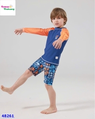 Bộ bơi xanh đen tay cam