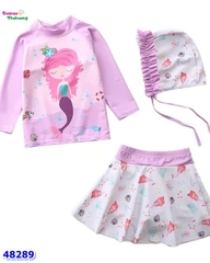 Set áo bơi tím tiên cá áo xanh