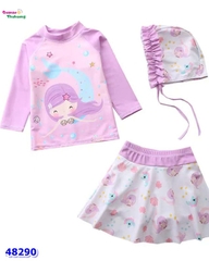 Set áo bơi tím tiên cá đuôi xanh