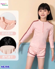 Đồ bơi Ylike hồng viền nâu
