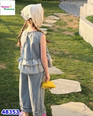 Set bộ xanh jean áo xòe
