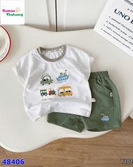 Bộ Bernie kem oto, quần short xanh