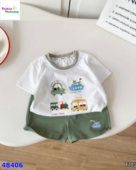 Bộ Bernie kem oto, quần short xanh