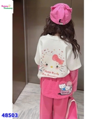 Set áo Kitty, quần váy hồng