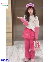 Set áo Kitty, quần váy hồng