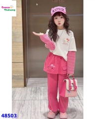 Set áo Kitty, quần váy hồng