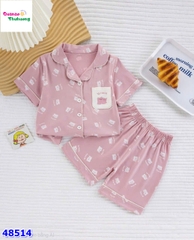 Bộ Pyjama đùi hồng gấu