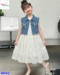 Set đầm trắng , áo gile jean