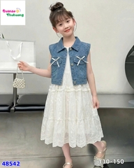 Set đầm trắng , áo gile jean