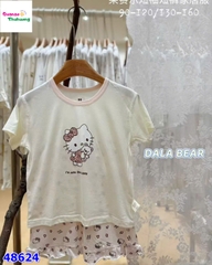Bộ Tencel T Kitty nơ hồng