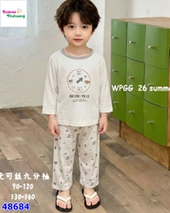 Bộ Tencel dài trắng gấu và chó
