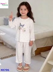 Bộ Tencel dài trắng kuromi lớn