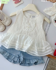 Set bộ Miakid áo thêu, quần short jean
